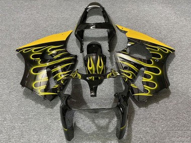 Venta Carenados Moto Kawasaki ZX6R 2000-2002 - Negro Brillante Amarillo Llama