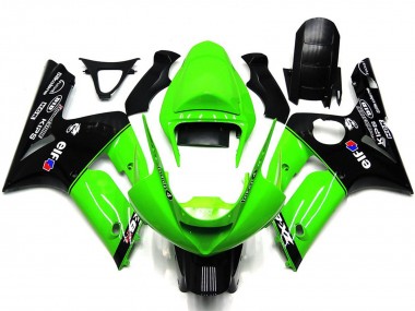 Venta Carenados Moto Kawasaki ZX6R 2003-2004 - Verde Negro Brillante Elf Silkolene
