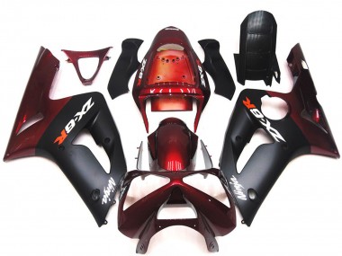 Venta Carenados Moto Kawasaki ZX6R 2003-2004 - Rojo Granate Negro Mate