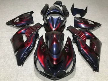 Venta Carenados Moto Kawasaki ZX14R 2006-2011 - Camaleón Azul Negro Rojo Llama