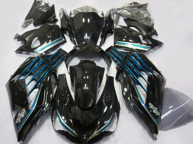 Venta Carenados Moto Kawasaki ZX14R ZZR1400 2012-2024 - Negro Brillante Azul Claro