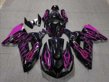 Venta Carenado Moto Kawasaki ZX14R 2006-2011 - Negro Brillante Púrpura Llama