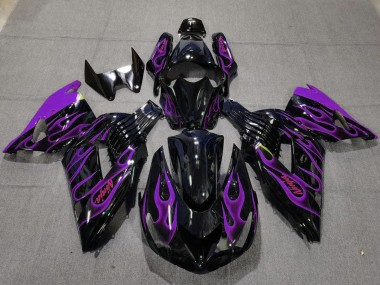 Venta Carenados Moto Kawasaki ZX14R 2006-2011 - Negro Brillante Púrpura Llama
