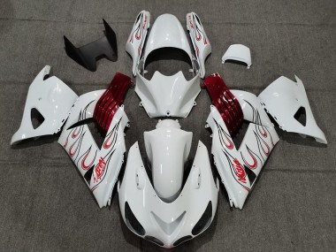 Venta Carenados Moto Kawasaki ZX14R 2006-2011 - Blanco Rojo Llama