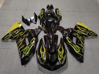 Venta Carenados Moto Kawasaki ZX14R 2006-2011 - Negro Brillante Amarillo Llama
