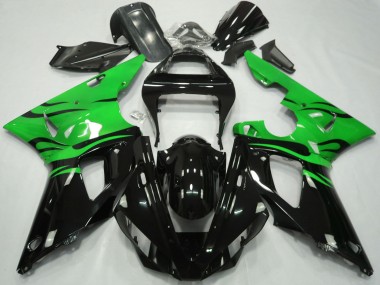 Venta Carenados Moto Yamaha R1 2000-2001 - Verde Negro Brillante Llama
