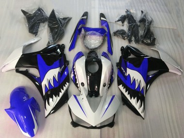 Venta Carenados Moto Yamaha R3 2015-2018 - Blanco Azul Negro Brillante Tiburón