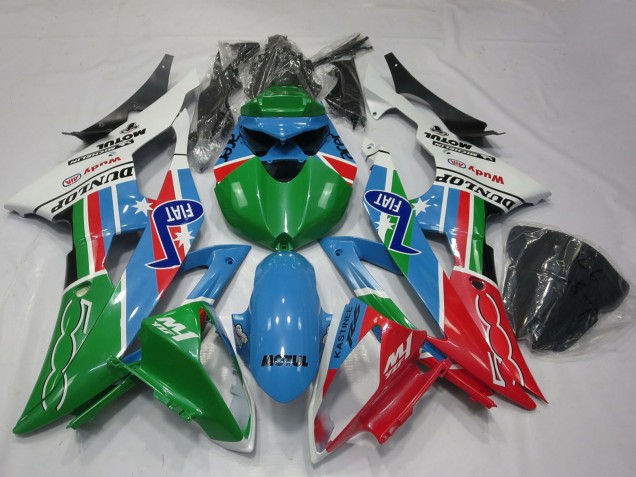 Venta Carenados Moto Yamaha R6 2008-2016 - Blanco Azul Claro Verde Rojo Fiat Dunlop Michelin Motul