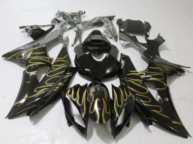 Venta Carenados Moto Yamaha R6 2008-2016 - Negro Brillante Oro Llama