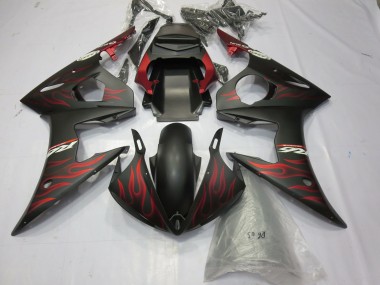 Venta Carenados Moto Yamaha R6 2003-2004 - Negro Mate Rojo Llama