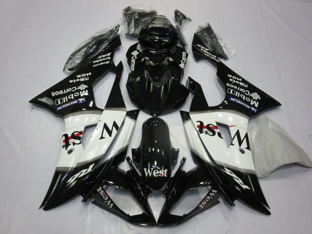 Venta Carenados Moto Yamaha R6 2008-2016 - Negro Brillante Blanco West Michelin