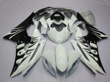 Venta Carenados Moto Yamaha R6 2008-2016 - Blanco Negro Brillante Llama