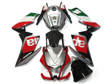 Venta Carenados Moto Aprilia RS4 125 2012-2018 - Plata Rojo Verde Negro Brillante OEM Estilo