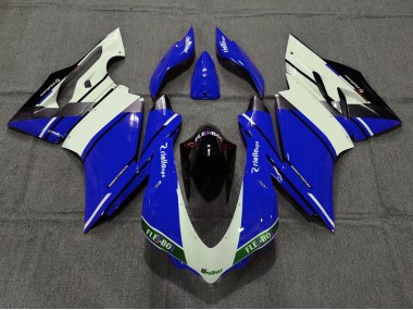 Venta Carenados Moto Ducati 959 1299 2015-2020 - Azul Blanco Negro Brillante Unibat Flex-Box OEM Estilo