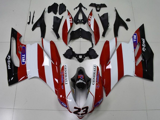 Venta Carenados Moto Ducati 959 1299 2015-2020 - Blanco Rojo Negro Brillante Generali Tim 23