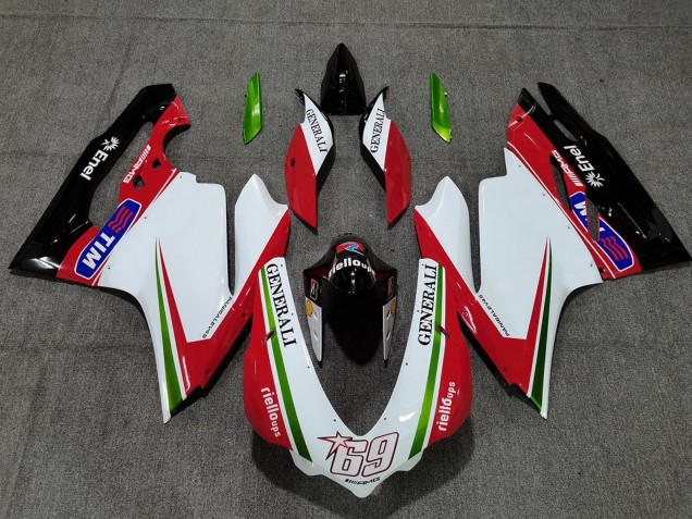 Venta Carenados Moto Ducati 959 1299 2015-2020 - Blanco Rojo Verde Negro Brillante Generali Tim 69
