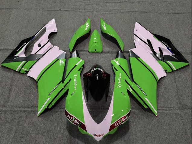 Venta Carenados Moto Ducati 959 1299 2015-2020 - Blanco Verde Negro Brillante Unibat Flex-Box OEM Estilo