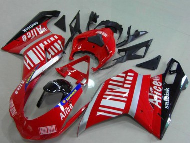 Venta Carenados Moto Ducati 848 1098 1198 2007-2014 - Plata Rojo Negro Brillante Alice Sandisk