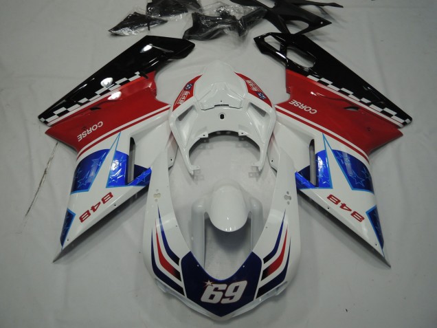 Venta Carenados Moto Ducati 848 2007-2014 - Blanco Rojo Azul Negro Brillante Corse 69