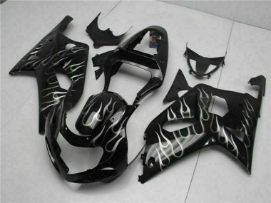 Venta Carenados Moto Suzuki GSXR 600/750 2001-2003 - Negro Brillante Plata Llama