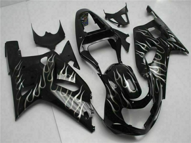 Venta Carenados Moto Suzuki GSXR 600/750 2001-2003 - Negro Brillante Plata Llama