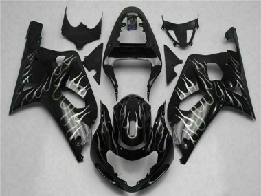 Venta Carenados Moto Suzuki GSXR 600/750 2001-2003 - Negro Brillante Plata Llama