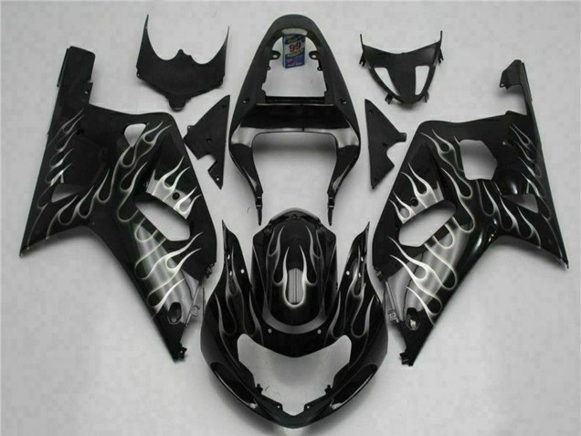Venta Carenados Moto Suzuki GSXR 600/750 2001-2003 - Negro Brillante Plata Llama