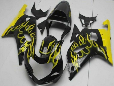 Venta Carenados Moto Suzuki GSXR 600/750 2001-2003 - Negro Brillante Amarillo Llama