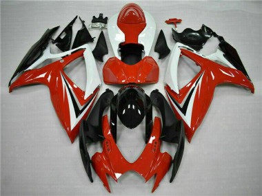 Venta Carenados Moto Suzuki GSXR 600/750 2006-2007 - Blanco Rojo Negro Brillante Raya