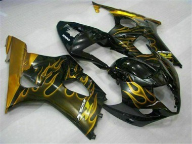Venta Carenados Moto Suzuki GSXR 1000 2003-2004 - Negro Brillante Oro Llama