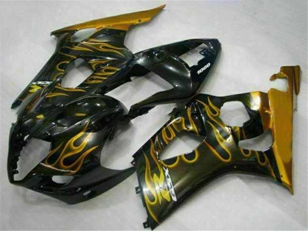 Venta Carenados Moto Suzuki GSXR 1000 2003-2004 - Negro Brillante Oro Llama