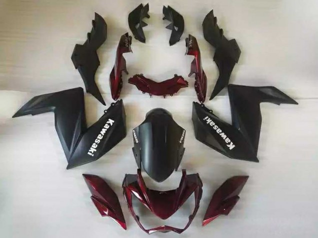 Venta Carenados Moto Kawasaki Z250/Z300 2015-2016 - Negro Mate Rojo Granate