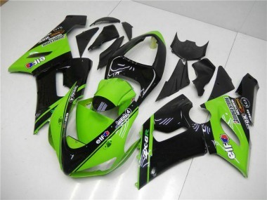 Venta Carenados Moto Kawasaki ZX6R 2005-2006 - Verde Negro Brillante Elf