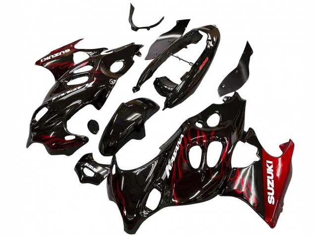 Venta Carenados Moto Suzuki GSX600F/GSX750F 2004-2006 - Negro Brillante Rojo Llama