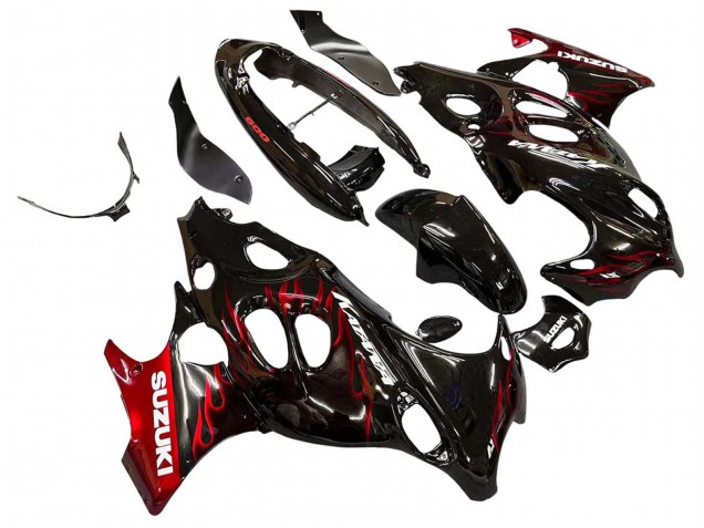 Venta Carenados Moto Suzuki GSX600F/GSX750F 2004-2006 - Negro Brillante Rojo Llama