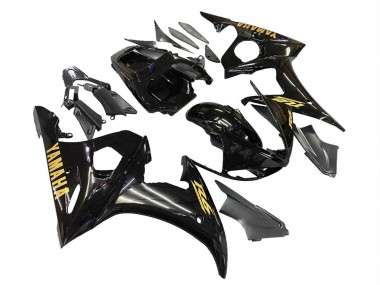 Venta Carenados Moto Yamaha YZF R6 2003-2004 - Negro Brillante Oro Calcomanías