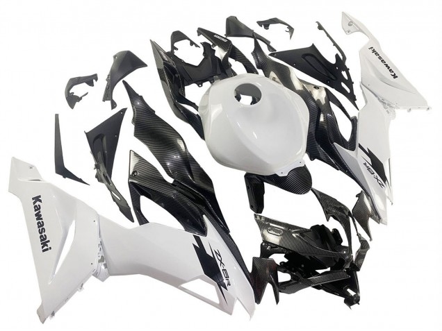 Venta Carenados Moto Kawasaki ZX6R 2019-2022 - Blanco Negro FibraCarbono