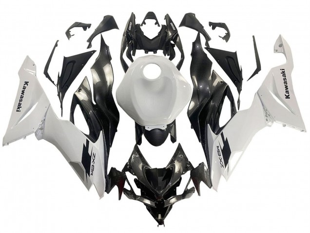 Venta Carenados Moto Kawasaki ZX6R 2019-2022 - Blanco Negro FibraCarbono