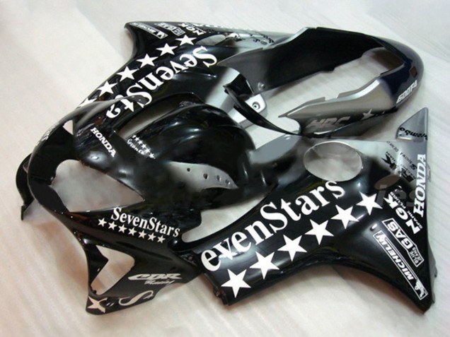 Venta Carenados Moto Honda CBR600 F4 1999-2000 - Negro Brillante Blanco SevenStars