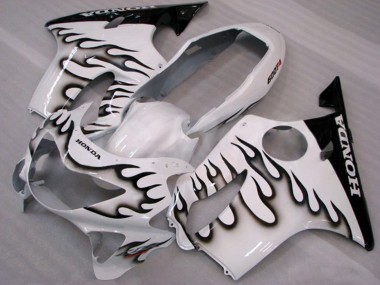 Venta Carenados Moto Honda CBR600 F4 1999-2000 - Blanco Negro Brillante Llama