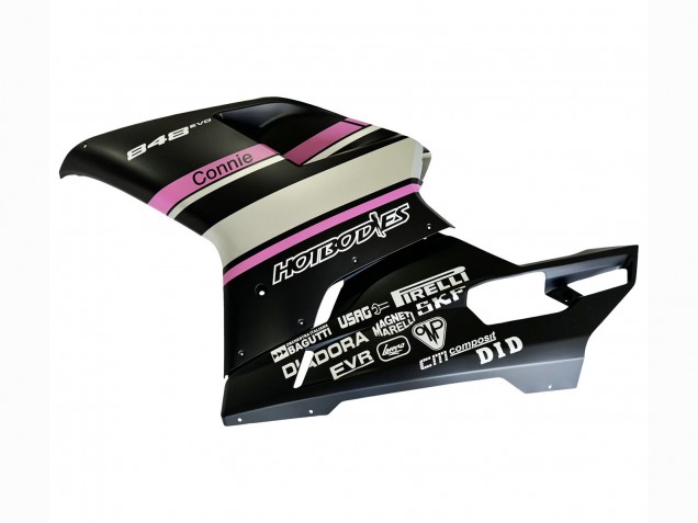 Venta Carenados Moto Ducati 848 2007-2014 - Blanco Rosa Negro Brillante Connie