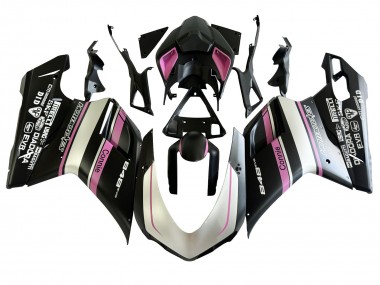 Venta Carenados Moto Ducati 848 2007-2014 - Blanco Rosa Negro Brillante Connie