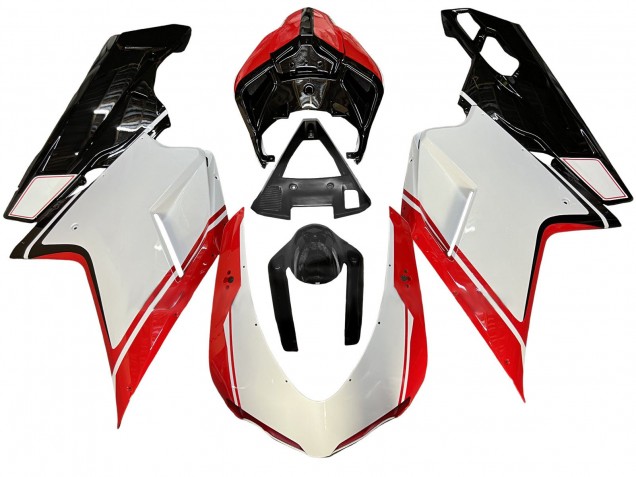 Venta Carenado Moto Ducati 848/1098/1198 2007-2014 - Blanco Rojo Negro Brillante