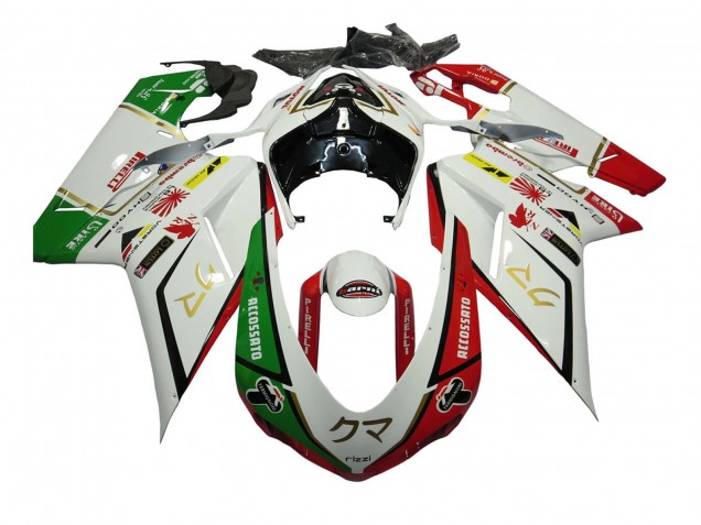 Venta Carenados Moto Ducati 848/1098/1198 2007-2014 - Blanco Rojo Verde Accossato