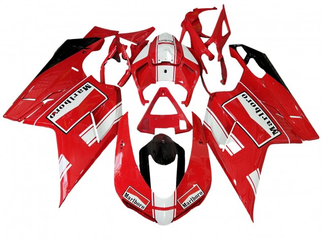 Venta Carenados Moto Ducati 848/1098/1198 2007-2014 - Blanco Rojo Negro Brillante Marlboro