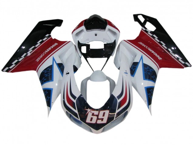 Venta Carenados Moto Ducati 848/1098/1198 2007-2014 - Blanco Rojo Azul Negro Brillante Corse 69