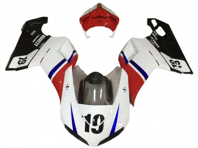 Venta Carenados Moto Ducati 848/1098/1198 2007-2014 - Blanco Rojo Azul Negro Brillante 19