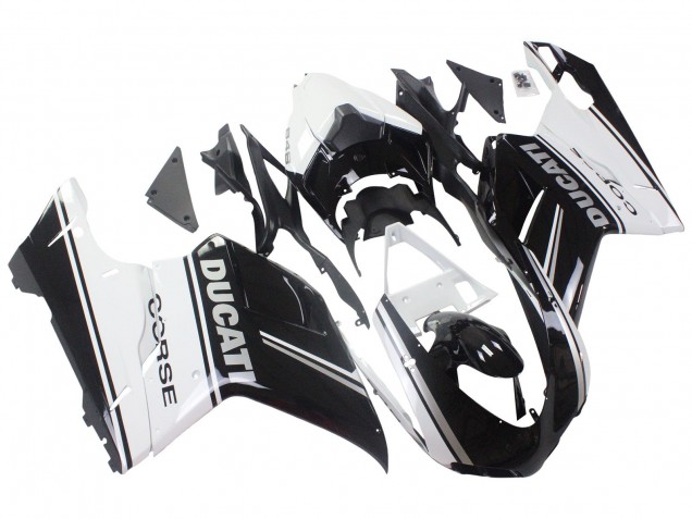 Venta Carenados Moto Ducati 848/1098/1198 2007-2014 - Blanco Negro Brillante Corse