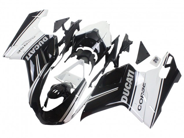 Venta Carenados Moto Ducati 848/1098/1198 2007-2014 - Blanco Negro Brillante Corse