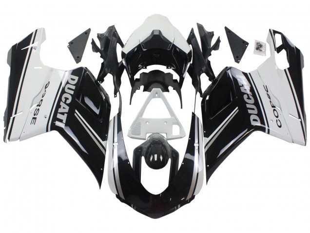 Venta Carenados Moto Ducati 848/1098/1198 2007-2014 - Blanco Negro Brillante Corse